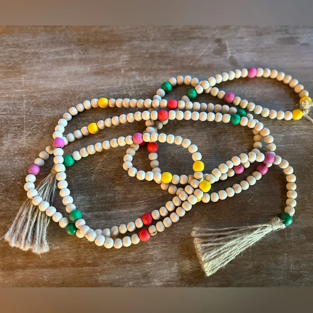 🩷💛 Colorful Wood Bead Garland ❤️💚